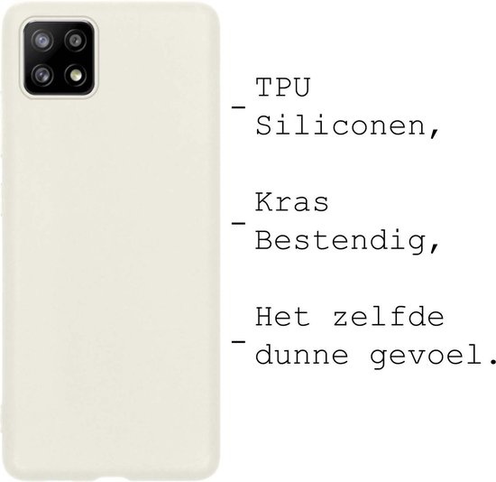 BASEY. Hoes Geschikt voor Samsung A22 5G Hoesje Siliconen Back Cover Case - Hoesje Geschikt voor Samsung Galaxy A22 5G Hoes Cover Hoesje - Wit