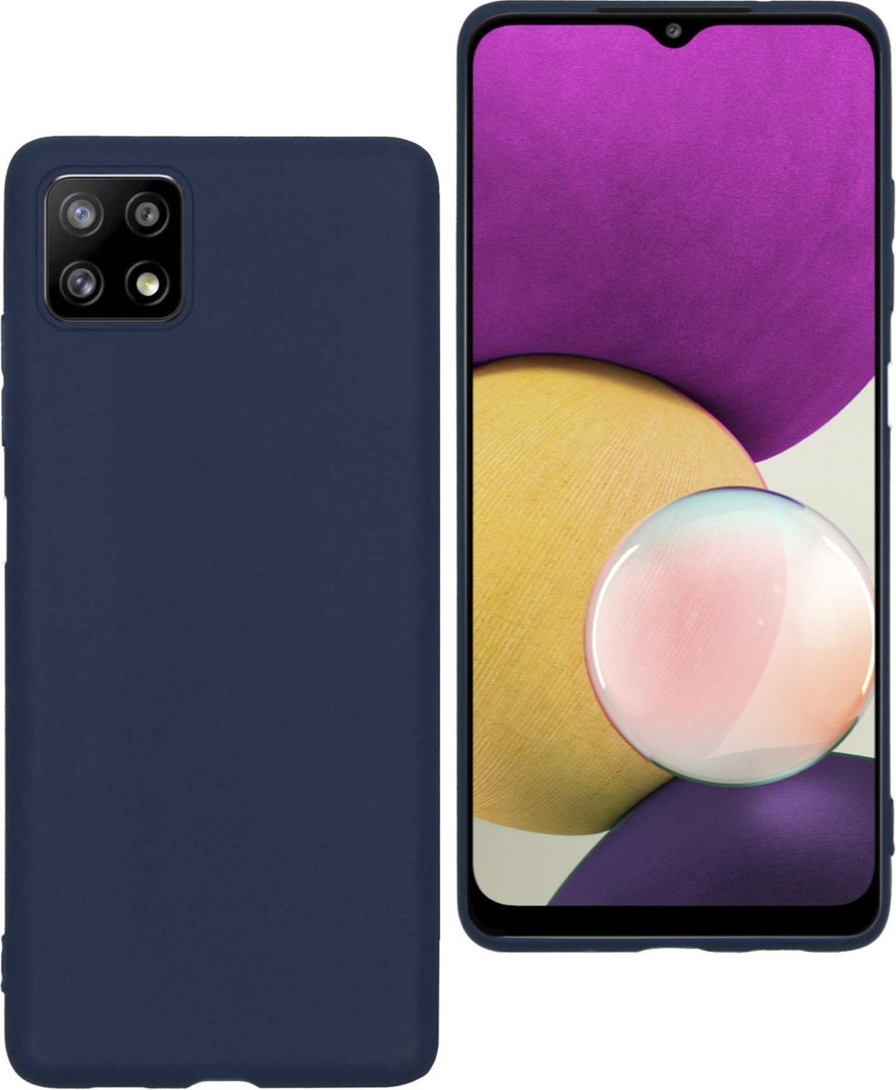 BASEY. Hoes Geschikt voor Samsung A22 5G Hoesje Siliconen Back Cover Case - Hoesje Geschikt voor Samsung Galaxy A22 5G Hoes Cover Hoesje - Donkerblauw