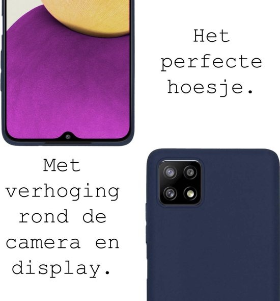 BASEY. Hoes Geschikt voor Samsung A22 5G Hoesje Siliconen Back Cover Case - Hoesje Geschikt voor Samsung Galaxy A22 5G Hoes Cover Hoesje - Donkerblauw
