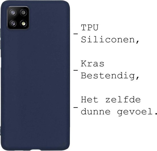 BASEY. Hoes Geschikt voor Samsung A22 5G Hoesje Siliconen Back Cover Case - Hoesje Geschikt voor Samsung Galaxy A22 5G Hoes Cover Hoesje - Donkerblauw