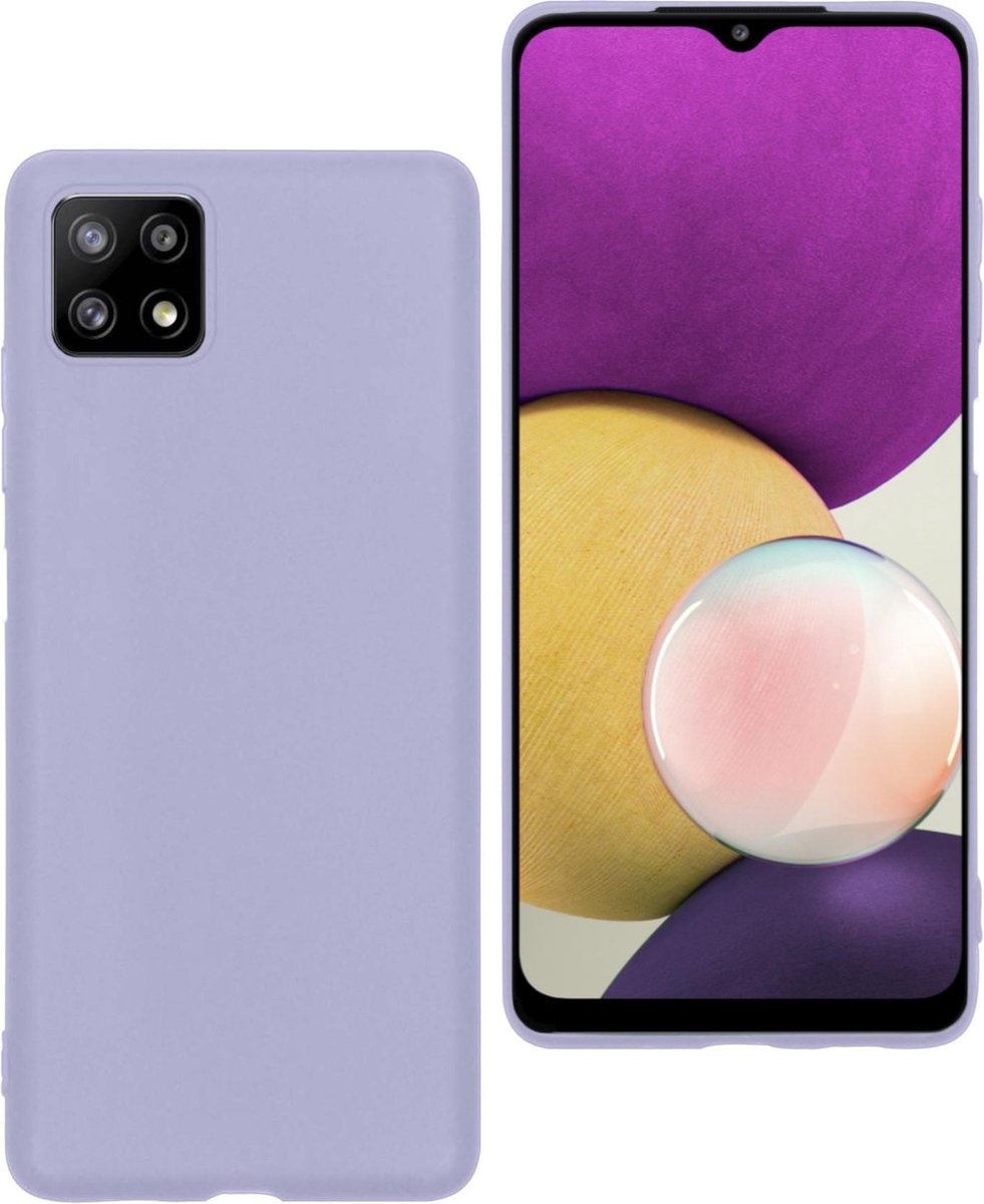 BASEY. Hoes Geschikt voor Samsung A22 5G Hoesje Siliconen Back Cover Case - Hoesje Geschikt voor Samsung Galaxy A22 5G Hoes Cover Hoesje - Lila