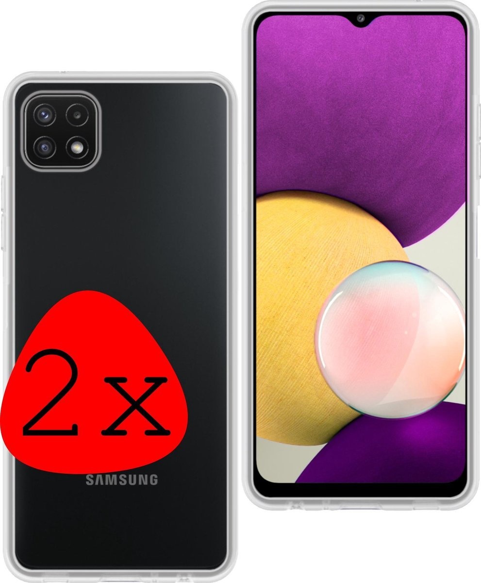 BASEY. Hoes Geschikt voor Samsung A22 5G Hoesje Siliconen Back Cover Case - Hoesje Geschikt voor Samsung Galaxy A22 5G Hoes Cover Hoesje - Transparant - 2 Stuks