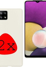 BASEY. Hoes Geschikt voor Samsung A22 5G Hoesje Siliconen Back Cover Case - Hoesje Geschikt voor Samsung Galaxy A22 5G Hoes Cover Hoesje - Wit - 2 Stuks