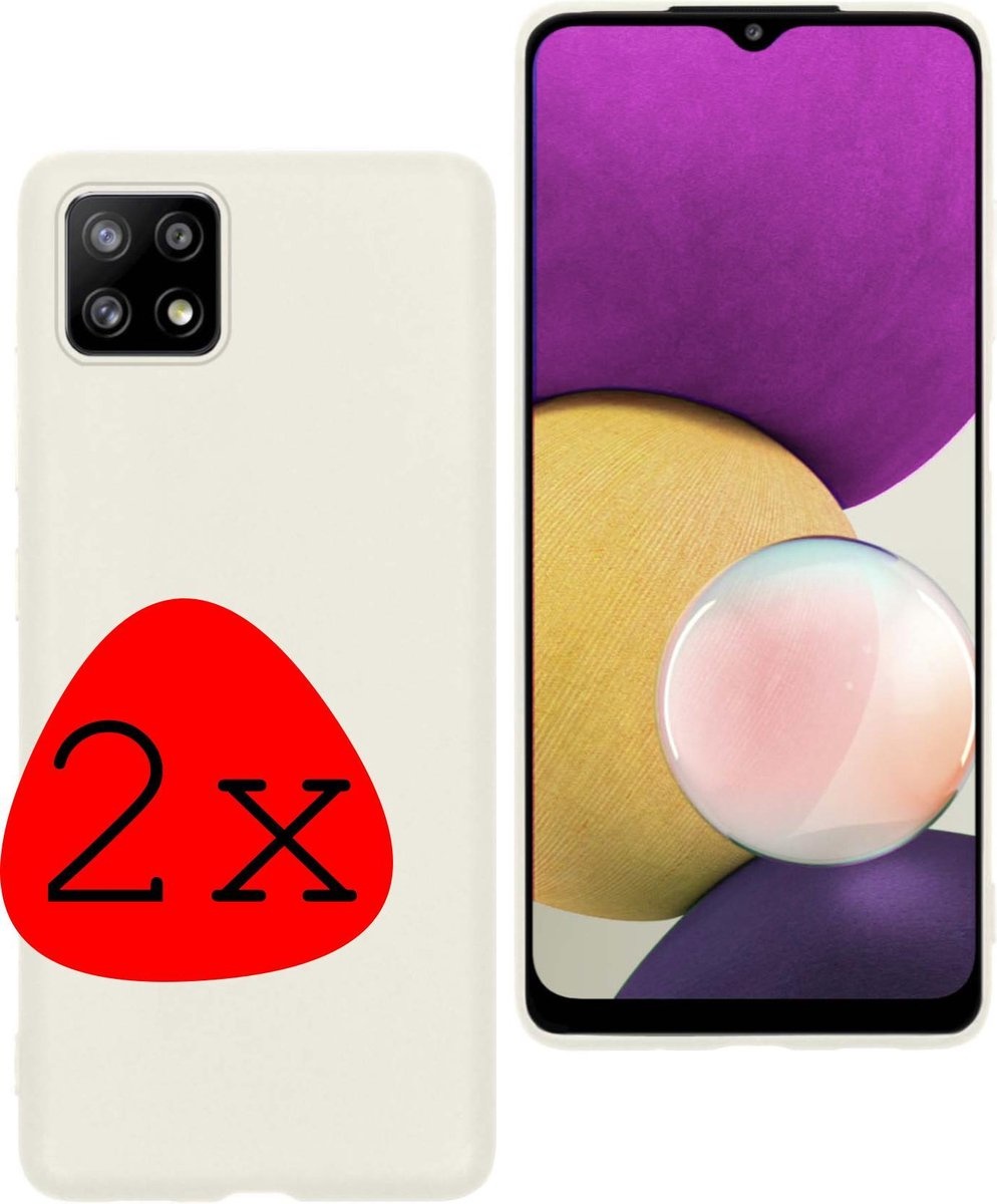 BASEY. Hoes Geschikt voor Samsung A22 5G Hoesje Siliconen Back Cover Case - Hoesje Geschikt voor Samsung Galaxy A22 5G Hoes Cover Hoesje - Wit - 2 Stuks