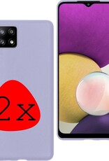BASEY. Hoes Geschikt voor Samsung A22 5G Hoesje Siliconen Back Cover Case - Hoesje Geschikt voor Samsung Galaxy A22 5G Hoes Cover Hoesje - Lila - 2 Stuks