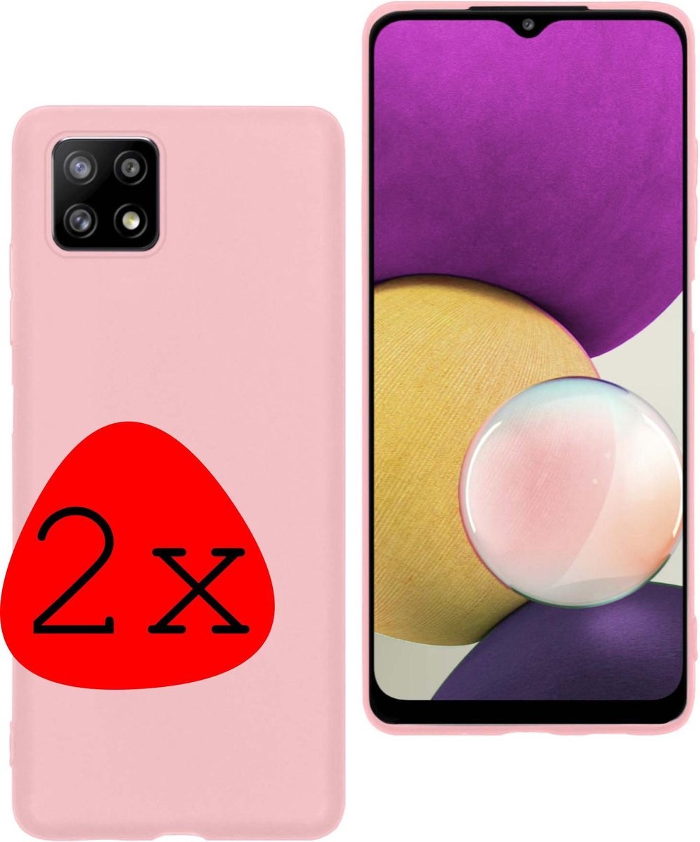 BASEY. Hoes Geschikt voor Samsung A22 5G Hoesje Siliconen Back Cover Case - Hoesje Geschikt voor Samsung Galaxy A22 5G Hoes Cover Hoesje - Roze - 2 Stuks