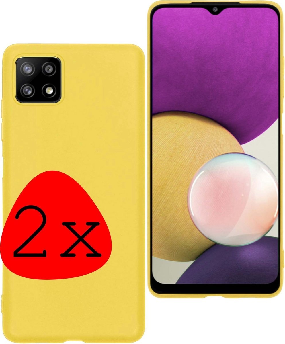 BASEY. Hoes Geschikt voor Samsung A22 5G Hoesje Siliconen Back Cover Case - Hoesje Geschikt voor Samsung Galaxy A22 5G Hoes Cover Hoesje - Geel - 2 Stuks