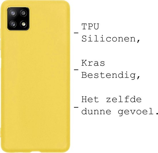BASEY. Hoes Geschikt voor Samsung A22 5G Hoesje Siliconen Back Cover Case - Hoesje Geschikt voor Samsung Galaxy A22 5G Hoes Cover Hoesje - Geel - 2 Stuks