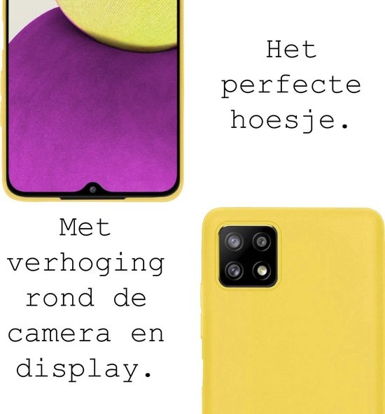 BASEY. Hoes Geschikt voor Samsung A22 5G Hoesje Siliconen Back Cover Case - Hoesje Geschikt voor Samsung Galaxy A22 5G Hoes Cover Hoesje - Geel - 2 Stuks
