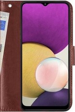 BASEY. Hoes Geschikt voor Samsung A22 4G Hoesje Bookcase Hoes Flip Case Book Cover - Hoesje Geschikt voor Samsung Galaxy A22 4G Hoes Book Case Hoesje - Bruin