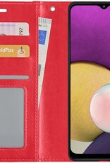 BASEY. Hoes Geschikt voor Samsung A22 4G Hoesje Bookcase Hoes Flip Case Book Cover - Hoesje Geschikt voor Samsung Galaxy A22 4G Hoes Book Case Hoesje - Rood