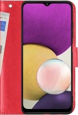 BASEY. Hoes Geschikt voor Samsung A22 4G Hoesje Bookcase Hoes Flip Case Book Cover - Hoesje Geschikt voor Samsung Galaxy A22 4G Hoes Book Case Hoesje - Rood