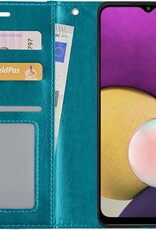 BASEY. Hoes Geschikt voor Samsung A22 4G Hoesje Bookcase Hoes Flip Case Book Cover - Hoesje Geschikt voor Samsung Galaxy A22 4G Hoes Book Case Hoesje - Turquoise