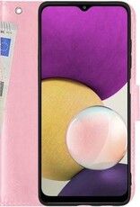 BASEY. Hoes Geschikt voor Samsung A22 4G Hoesje Bookcase Hoes Flip Case Book Cover - Hoesje Geschikt voor Samsung Galaxy A22 4G Hoes Book Case Hoesje - Lichtroze