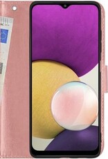 BASEY. Hoes Geschikt voor Samsung A22 4G Hoesje Bookcase Hoes Flip Case Book Cover - Hoesje Geschikt voor Samsung Galaxy A22 4G Hoes Book Case Hoesje - Rosé goud