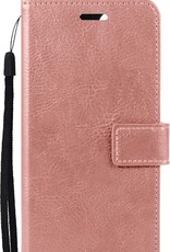 BASEY. Hoes Geschikt voor Samsung A22 4G Hoesje Bookcase Hoes Flip Case Book Cover - Hoesje Geschikt voor Samsung Galaxy A22 4G Hoes Book Case Hoesje - Rosé goud