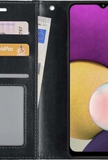 BASEY. Hoes Geschikt voor Samsung A22 5G Hoesje Bookcase Hoes Flip Case Book Cover - Hoesje Geschikt voor Samsung Galaxy A22 5G Hoes Book Case Hoesje - Zwart