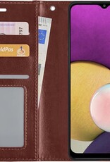 BASEY. Hoes Geschikt voor Samsung A22 5G Hoesje Bookcase Hoes Flip Case Book Cover - Hoesje Geschikt voor Samsung Galaxy A22 5G Hoes Book Case Hoesje - Bruin