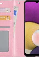 BASEY. Hoes Geschikt voor Samsung A22 5G Hoesje Bookcase Hoes Flip Case Book Cover - Hoesje Geschikt voor Samsung Galaxy A22 5G Hoes Book Case Hoesje - Lichtroze
