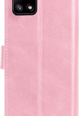 BASEY. Hoes Geschikt voor Samsung A22 5G Hoesje Bookcase Hoes Flip Case Book Cover - Hoesje Geschikt voor Samsung Galaxy A22 5G Hoes Book Case Hoesje - Lichtroze