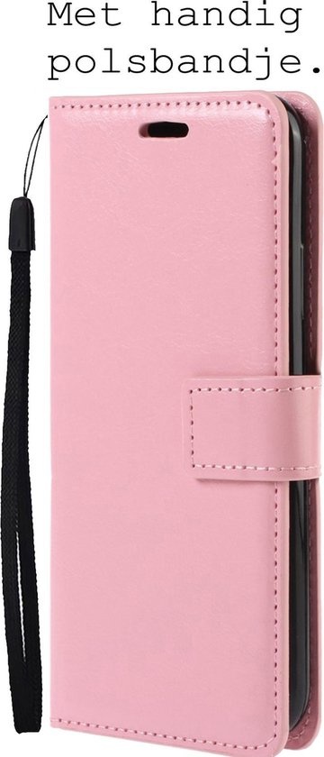 BASEY. Hoes Geschikt voor Samsung A22 5G Hoesje Bookcase Hoes Flip Case Book Cover - Hoesje Geschikt voor Samsung Galaxy A22 5G Hoes Book Case Hoesje - Lichtroze