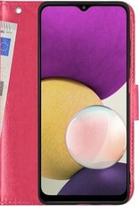 BASEY. Hoes Geschikt voor Samsung A22 5G Hoesje Bookcase Hoes Flip Case Book Cover - Hoesje Geschikt voor Samsung Galaxy A22 5G Hoes Book Case Hoesje - Donkerroze