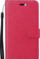 BASEY. Hoes Geschikt voor Samsung A22 5G Hoesje Bookcase Hoes Flip Case Book Cover - Hoesje Geschikt voor Samsung Galaxy A22 5G Hoes Book Case Hoesje - Donkerroze