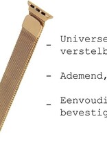BASEY. Milanees Bandje Geschikt voor Apple Watch 42/44/45 mm Milanees Bandje - Band Geschikt voor Apple Watch 42/44/45 mm Met Magneetsluiting - Goud