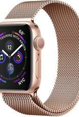 BASEY. Milanees Bandje Geschikt voor Apple Watch 42/44/45 mm Milanees Bandje - Band Geschikt voor Apple Watch 42/44/45 mm Met Magneetsluiting - Rose Goud