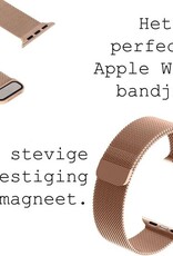 BASEY. Milanees Bandje Geschikt voor Apple Watch 42/44/45 mm Milanees Bandje - Band Geschikt voor Apple Watch 42/44/45 mm Met Magneetsluiting - Rose Goud