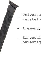 BASEY. Milanees Bandje Geschikt voor Apple Watch 38/40/41 mm Milanees Bandje - Band Geschikt voor Apple Watch 38/40/41 mm Met Magneetsluiting - Zwart & Goud