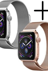 BASEY. Milanees Bandje Geschikt voor Apple Watch 38/40/41 mm Milanees Bandje - Band Geschikt voor Apple Watch 38/40/41 mm Met Magneetsluiting - Zilver & Rose Goud