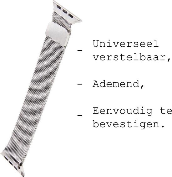 BASEY. Milanees Bandje Geschikt voor Apple Watch 38/40/41 mm Milanees Bandje - Band Geschikt voor Apple Watch 38/40/41 mm Met Magneetsluiting - Zilver & Rose Goud