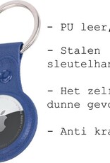BASEY. Hoesje Geschikt voor Apple AirTag-Sleutelhanger Hoesje Leer - Sleutelhanger Hoes Hoesje Geschikt voor Apple AirTag Case - Donkerblauw