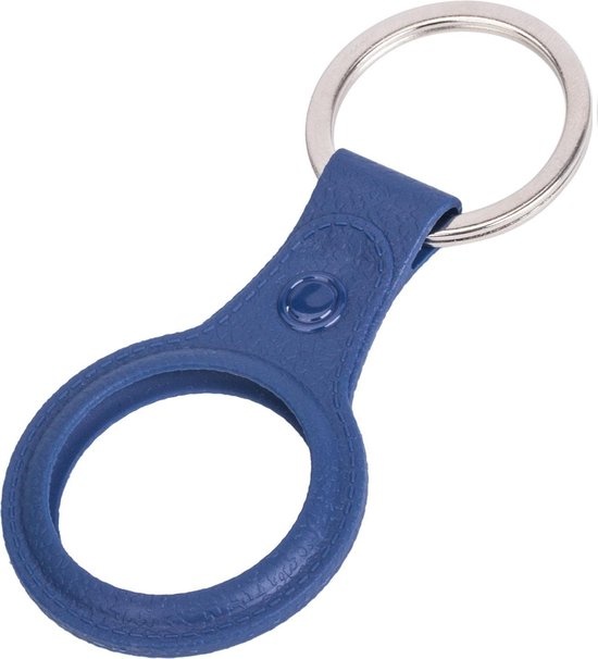 BASEY. Hoesje Geschikt voor Apple AirTag-Sleutelhanger Hoesje Leer - Sleutelhanger Hoes Hoesje Geschikt voor Apple AirTag Case - Donkerblauw