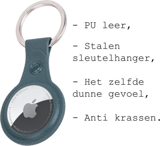 BASEY. Hoesje Geschikt voor Apple AirTag-Sleutelhanger Hoesje Leer - Sleutelhanger Hoes Hoesje Geschikt voor Apple AirTag Case - Donkergroen