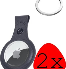 BASEY. 2 PACK - BASEY. AirTag Hoesje Leer - Zwart