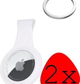 BASEY. 2 PACK - BASEY. AirTag Hoesje Leer - Wit