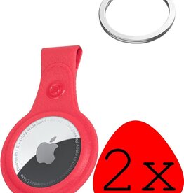 BASEY. 2 PACK - BASEY. AirTag Hoesje Leer - Rood