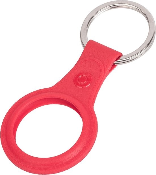 BASEY. Hoesje Geschikt voor Apple AirTag-Sleutelhanger Hoesje Leer - Sleutelhanger Hoes Hoesje Geschikt voor Apple AirTag Case - Rood - 2-Stuks