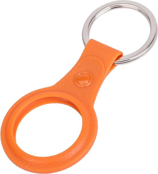 BASEY. Hoesje Geschikt voor Apple AirTag-Sleutelhanger Hoesje Leer - Sleutelhanger Hoes Hoesje Geschikt voor Apple AirTag Case - Oranje - 2-Stuks