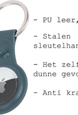BASEY. Hoesje Geschikt voor Apple AirTag-Sleutelhanger Hoesje Leer - Sleutelhanger Hoes Hoesje Geschikt voor Apple AirTag Case - Donkergroen - 2-Stuks