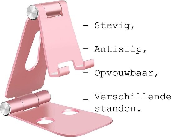 BASEY. Telefoonstandaard Bureau Telefoon Houder Aluminium - Telefoonhouder Standaard - Telefoonstandaard Bureauhouder - Telefoonhouder Standaard Roze