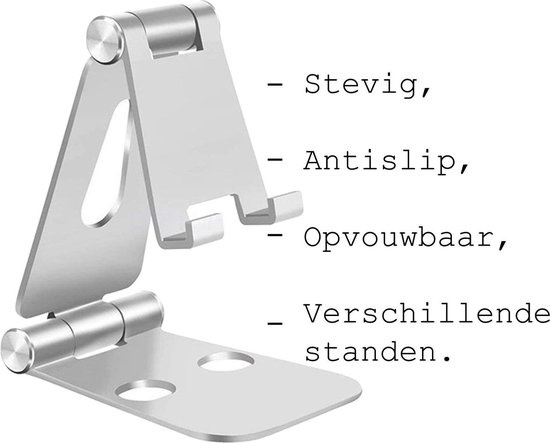 BASEY. Telefoonstandaard Bureau Telefoon Houder Aluminium - Telefoonhouder Standaard - Telefoonstandaard Bureauhouder - Telefoonhouder Standaard Zilver