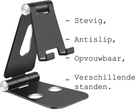 BASEY. Telefoonstandaard Bureau Telefoon Houder Aluminium - Telefoonhouder Standaard - Telefoonstandaard Bureauhouder - Telefoonhouder Standaard Zwart