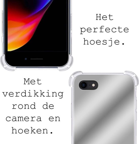 BASEY. Hoes Geschikt voor iPhone SE 2020 Hoesje Shock Proof Case Hoes Siliconen - Hoesje Geschikt voor iPhone SE (2020) Hoes Cover Shockproof - Zilver