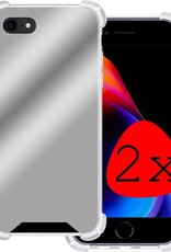 BASEY. Hoes Geschikt voor iPhone SE 2020 Hoesje Shock Proof Case Hoes Siliconen - Hoesje Geschikt voor iPhone SE (2020) Hoes Cover Shockproof - Zilver - 2 Stuks