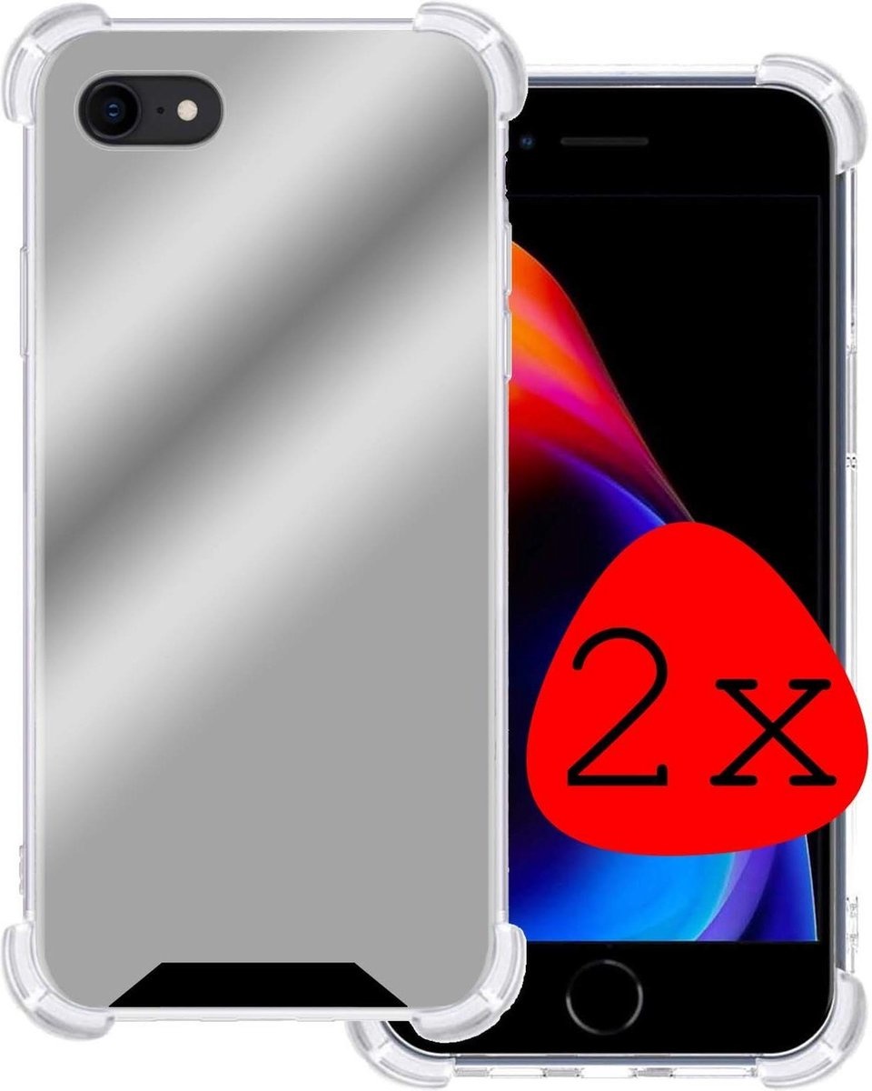 BASEY. Hoes Geschikt voor iPhone SE 2020 Hoesje Shock Proof Case Hoes Siliconen - Hoesje Geschikt voor iPhone SE (2020) Hoes Cover Shockproof - Zilver - 2 Stuks