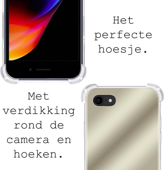 BASEY. Hoes Geschikt voor iPhone SE 2020 Hoesje Shock Proof Case Hoes Siliconen - Hoesje Geschikt voor iPhone SE (2020) Hoes Cover Shockproof - Goud - 2 Stuks