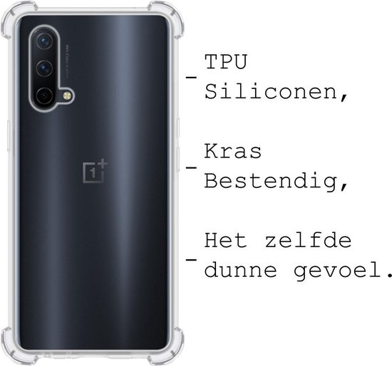 BASEY. Hoes Geschikt voor OnePlus Nord CE Hoesje Shock Proof Case Hoes Siliconen - Hoesje Geschikt voor OnePlus Nord CE Hoes Cover Shockproof - Transparant